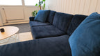 Mørkeblå Velour m/vendbar sjeselong